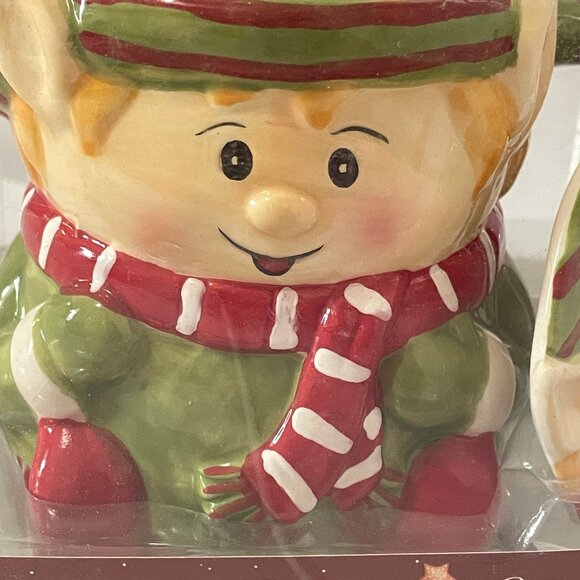 NOB Kringle's Kitchen Holiday Mug Gift Set: Elf Ceramic Mug & Spoon Rest Bad Box - Picture 3 of 11